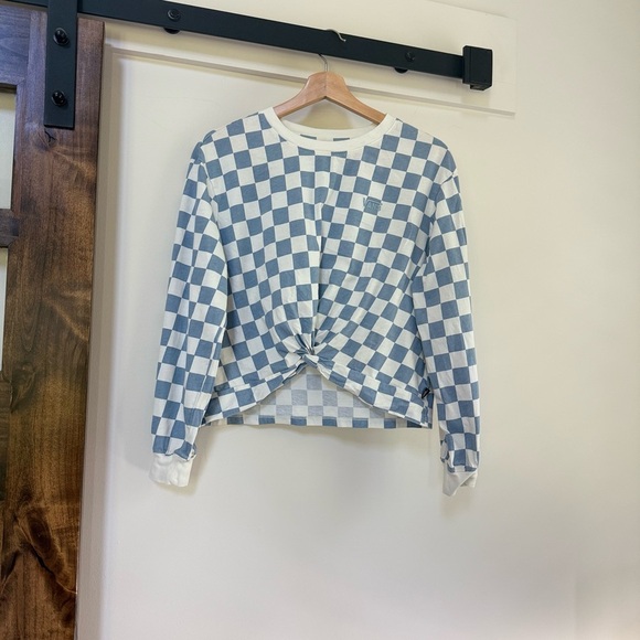 Vans Checkerboard Long Sleeve Twist-Knot Top - Size Small - Picture 1 of 7